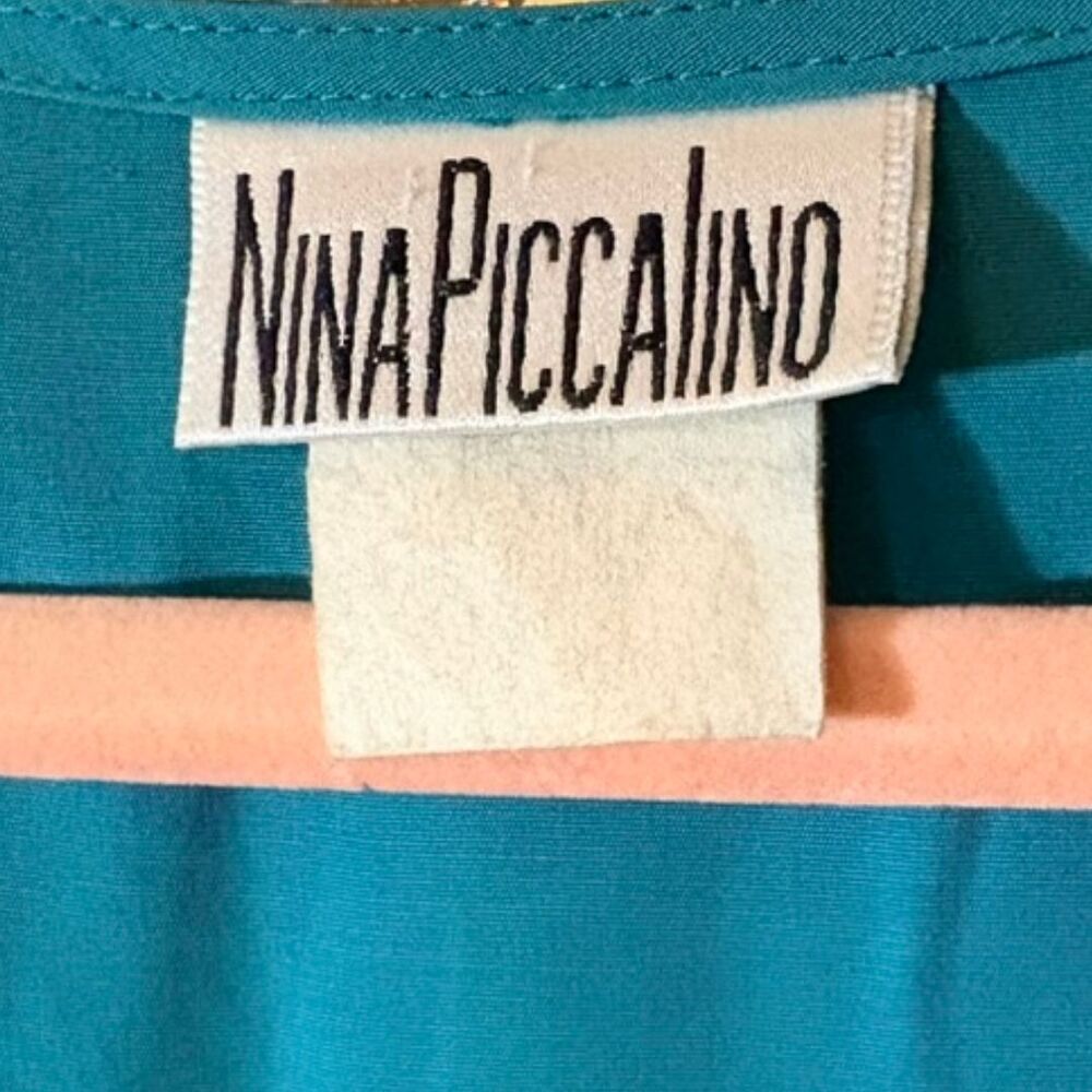 Vintage 90s Nina Piccalino Teal Midi Dress | Wedding Guest Bridesmaid - Picture 3 of 9